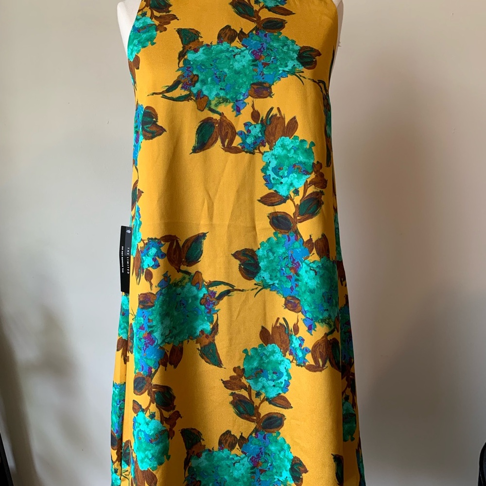 Floral Sleeveless Dress in Yellow and Teal